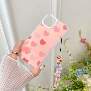 Alternative view of ハート柄 iphone 用ケース 韓国 オーロラ iphone13/12 用ケース チェーン付き iphone11/x/xr 対応ケース 女子向け