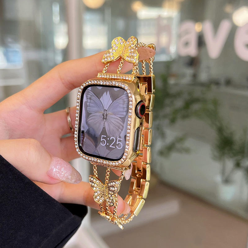 蝶々 アップル ウォッチ バンド ケース 2点セット 女性 人気 apple watch バンド アクセサリー