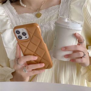 Alternative view of iphone14 ケース レザー 無地 iphone14pro/14plus ケース キルティング iphone13/12 ケース 人気 女子