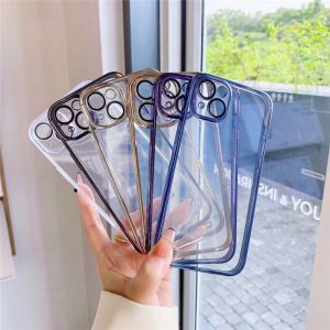 Alternative view of カメラフィルム付き iphone15 ケース 透明 iphone15pro/15plus ケース メタリック アイフォン14/14pro カバー ペア