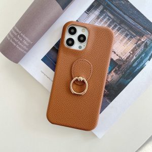 Alternative view of くすみカラー iphone14/13ケース リング付き iphoneレザーケース シンプル 大人可愛い