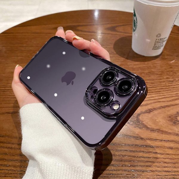 iphone クリアケース 黄ばまない iphone14/14pro 背面ガラスケース メタリックカラー おしゃれ