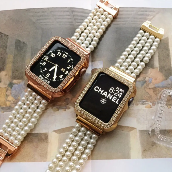 「apple watchケース付き」アップルウォッチバンド 4連 パール apple watchアクセサリー 可愛い 女性