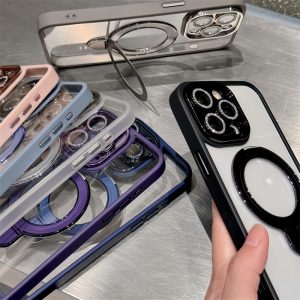 Alternative view of magsafe 対応 ケース かわいい iPhoneケース 透明 可愛い マグセーフ iphone15ケース magsafe リング スタンド スマホカバー シンプル クリア