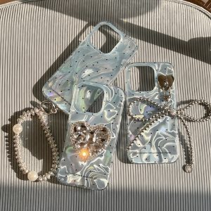 Alternative view of iphoneケース ウェーブ iphone ケース ドット 柄 スマホケース ホルダー 付き iphoneケース おしゃれ 女子 iphone15/14pro ケース 韓国 流行り かわいい 携帯 ケース