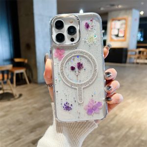 Alternative view of 携帯 ケース 押し花 iphoneケース magsafe 対応 スマホカバー 韓国 風 iphone14 ケース 大人 可愛い スマホケース 透明 おしゃれ キラキラ iphone ケース