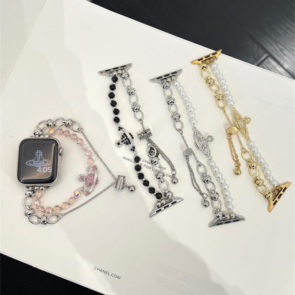 apple watch ブレスレット アップル ウォッチ バンド かわいい アップル ウォッチ バンド チェーン 時計 ベルト おしゃれ レディース ウォッチバンド ラインストーン パール