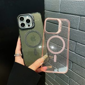 Alternative view of iphone15/15pro ケース ラメ 入り magsafe 対応 ケース かわいい スマホケース 透明 iphoneケース 隠れ スタンド付き iphoneケース クリア おしゃれ iphoneケース メンズ 人気 iphoneケース かわいい