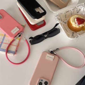 Alternative view of iphone16/16pro ケース 韓国 iphone16promax ケース ストラップ 付き かわいい アイホン ケース iphone15/15pro/15promax ケース シンプル アイフォン レザー ケース R200