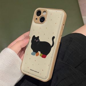 Alternative view of iphone16 ケース 韓国風 iphone16plus/16pro ケース 可愛い アイフォン16promax ケース レザー 衝撃 吸収 スマホケース かわいい iphone ケース 猫 柄