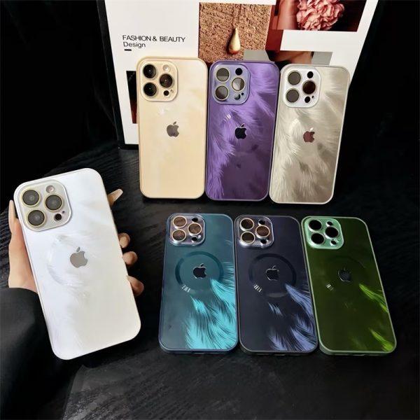 iphone16/16pro ケース フェザー  magsafe 対応 ケース かわいい レンズ カバー 付き iphone16promax ケース オシャレ スマホ ケース iphone15/14pro ケース 流行り R314
