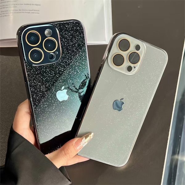 iphone16 ケース キラキラ iphone17pro/16pro ケース ラメ グリッター スマホ ガラス ケース アイフォン15プロ/15 ケース かわいい iphone14 ケース レンズ カバー 付き 夏 っ ぽい iphone ケース