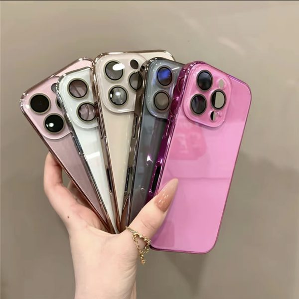 iphone17pro/16pro ガラス ケース iphone16 ケース レンズ カバー 付き スマホカバー ガラス iphone15/14 ケース 大人 可愛い シンプル iphone ケース ブラック