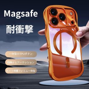 ウェーブ フレーム iphone17 ケース iphone17pro マグセーフ 対応 ケース iphone air/17promax ケース 耐衝撃 スマホケース おしゃれ 透明 iphone16/15/14 ケース メッキ