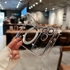 Alternative view of クリア iphone17/17pro ケース iphone17promax/16promax ケース スタンド付き magsafe対応 ケース iphone16/16pro ケース カメラ保護 スマホケース 透明 黄ばみにくい iphone15/14/13 ケース