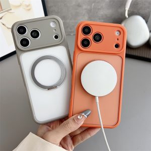 iphone17/17pro ケース スタンド 付き スマホケース 半 透明 おしゃれ マグセーフ ケース iphone17promax/16promax ケース 放熱 iphone16/15/14 ケース 可愛い シンプル