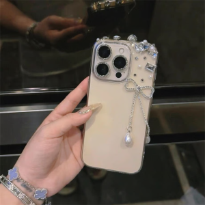 Alternative view of iphone17/17proケース リボン デコ iphone17promax/16promax ケース キラキラ ストーン iphone16/16pro ケース デコ iphone15/14/13 ケース 透明 可愛い アイフォン ケース 人気 女性