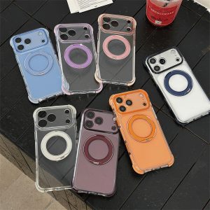 iphone18pro/17pro ケース 360°スタンド 付き iphone18promax/17promax ケース カラフル iphone ケース 透明 可愛い iphone ケース 耐衝撃 最強 iphone ケース 人気 女子