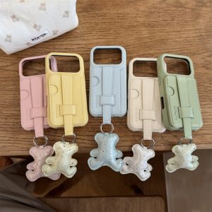 Alternative view of ハンド ベルト 付き iphone17 ケース iphone17pro/17promax ケース 背面 収納 かわいい iphone16/15 ケース 人気 女子 韓国 スマホケース チャーム 付き おしゃれ 落下防止ベルト