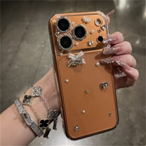 Alternative view of iPhone17 ケース ストーンデコ クリア iphone17pro/16pro ケース キラキラ スマホケース リボン付き キラキラ カメラ 保護リング プレゼント