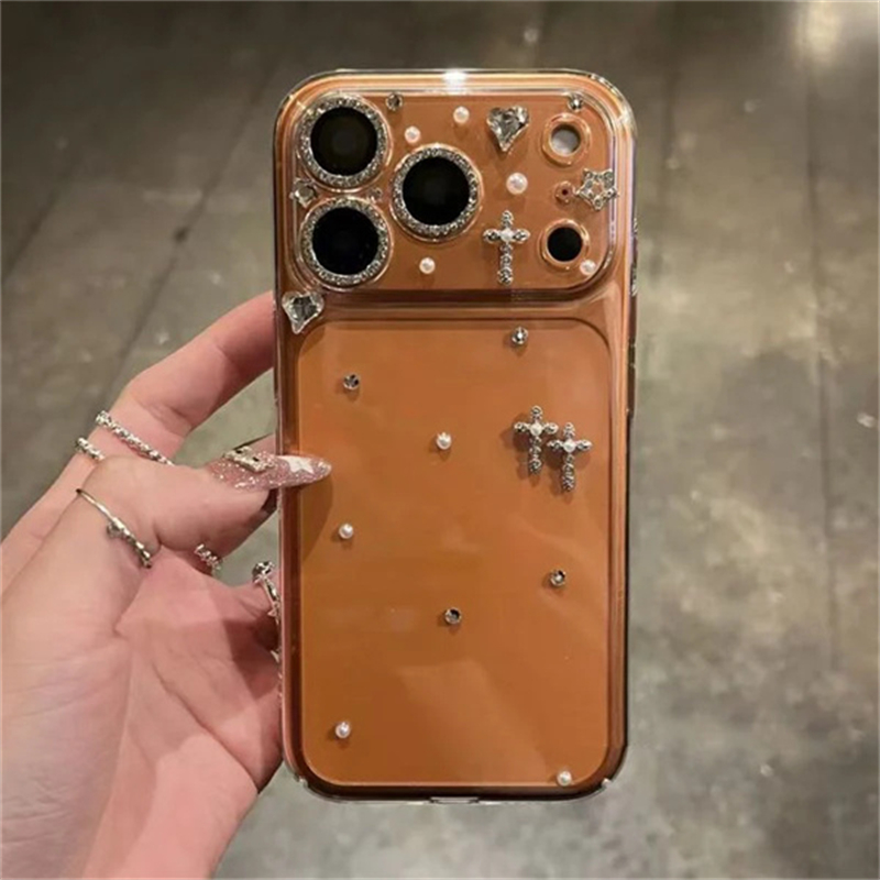 iPhone17 ケース ストーンデコ クリア iphone17pro/16pro ケース キラキラ スマホケース リボン付き キラキラ カメラ 保護リング プレゼント - 画像 (4)