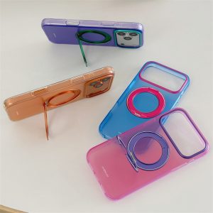 iphone17pro/16pro ケース スタンド 付き おしゃれ iphone17 ケース カラフル 半 透明 スマホケース iphone17promax/16promax ケース magsafe 対応 iphone ケース 衝撃 に 強い おしゃれ