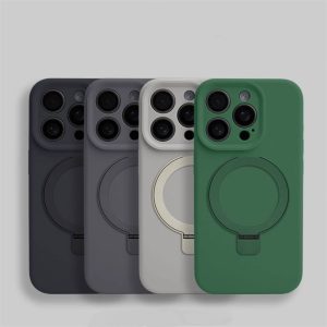 iphone17/17pro シリコン ケース iphone17promax ケース スタンド付き MagSafe 対応 ケース iphone16pro/16promax ケース 衝撃 に 強い スマホケース 指紋防止 マット加工 iphone16/15/14 ケース 柔らかい