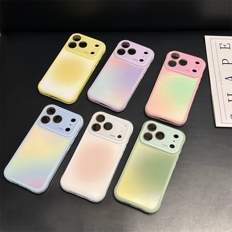 ガラス iphone17/17pro ケース iphone17promax/16pro ケース グラデーション スマホケース レンズ カバー 付き iphone16/15 ケース 衝撃 に 強い かわいい iphone14pro/13pro ケース パステル カラー アイホンケース かわいい - 画像 (2)