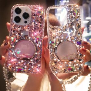 Alternative view of iphone17/17pro ケース ラインストーン iphone17promax/16pro ストラップ かわいい スマホケース おしゃれ キラキラ iphone15/14 ケース スタンド 付き iphone14pro/13 ケース 女子 人気